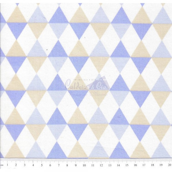 Tecido Estampado Balão (Bege Com Azul)