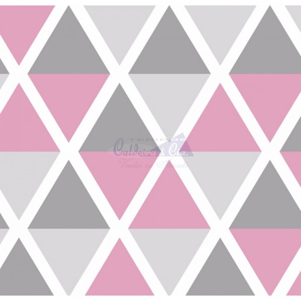 Tecido Estampado Margot  (Cinza Com Rosa)