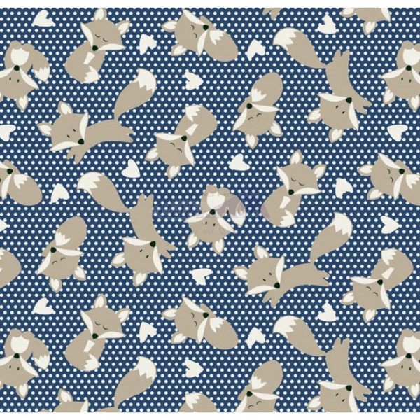 Tecido Estampado Raposa (Marinho)