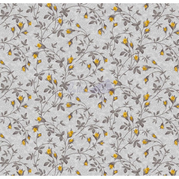 Tecido Estampado Floral Juliete (Cinza C...